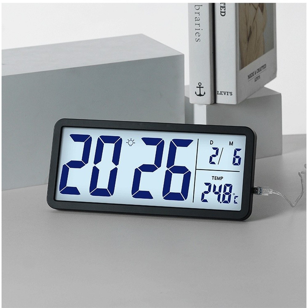 Indoor Climate Digital Wall Clock LCD Nordic Style Temperature Humidity Display