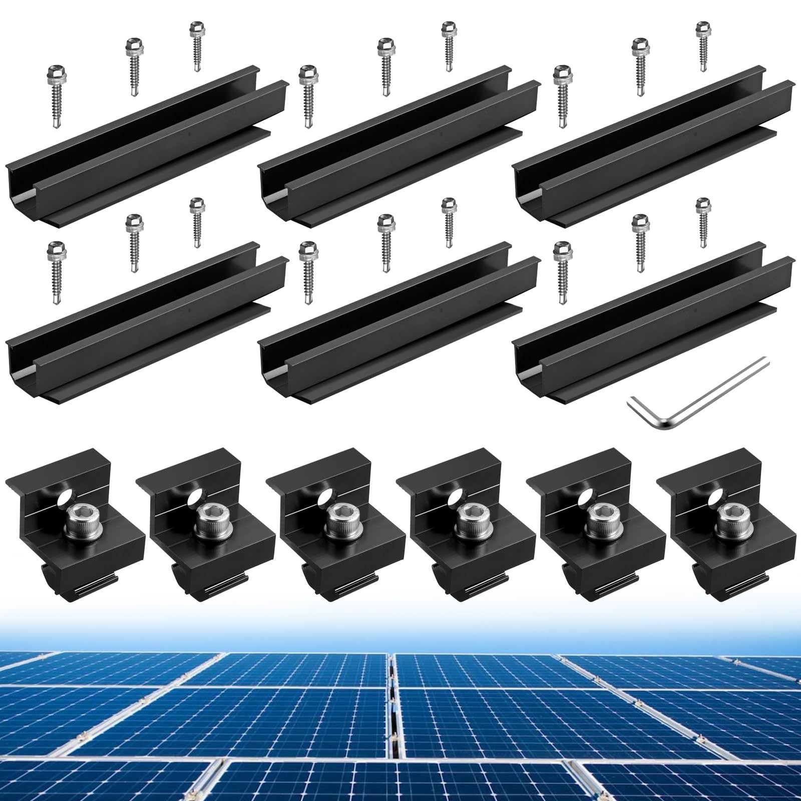 Solar Panel Bracket Kit, 6 Pcs 7.87 in Aluminium Solar Panel Mounting Rail 30…
