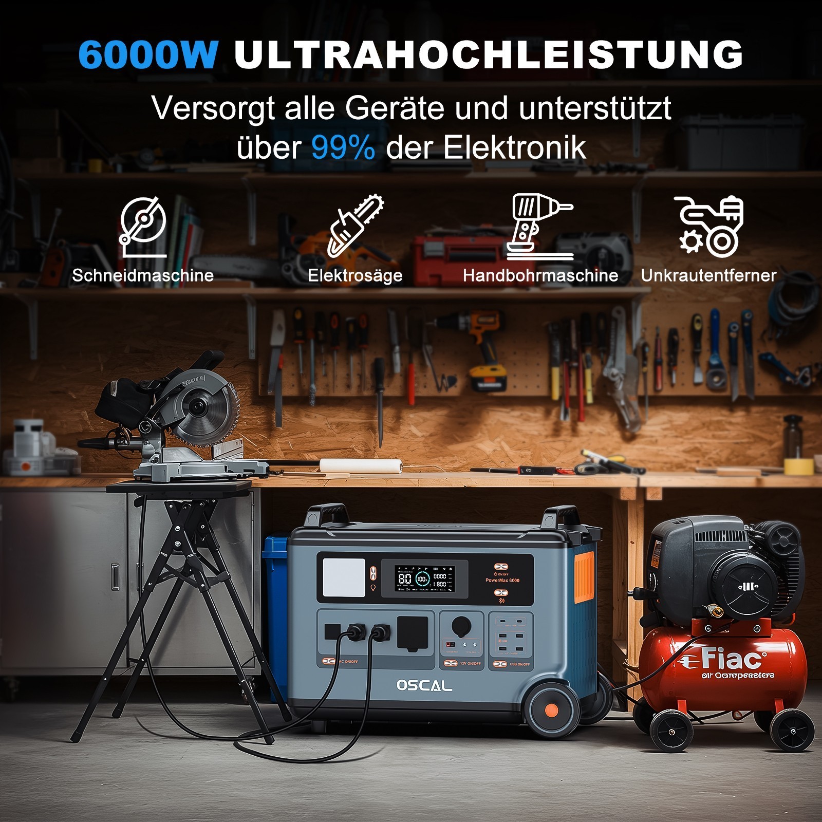 PowerMax 6000 Solargenerator LiFePO4 6000W OSCAL Portable Power Station 3600Wh