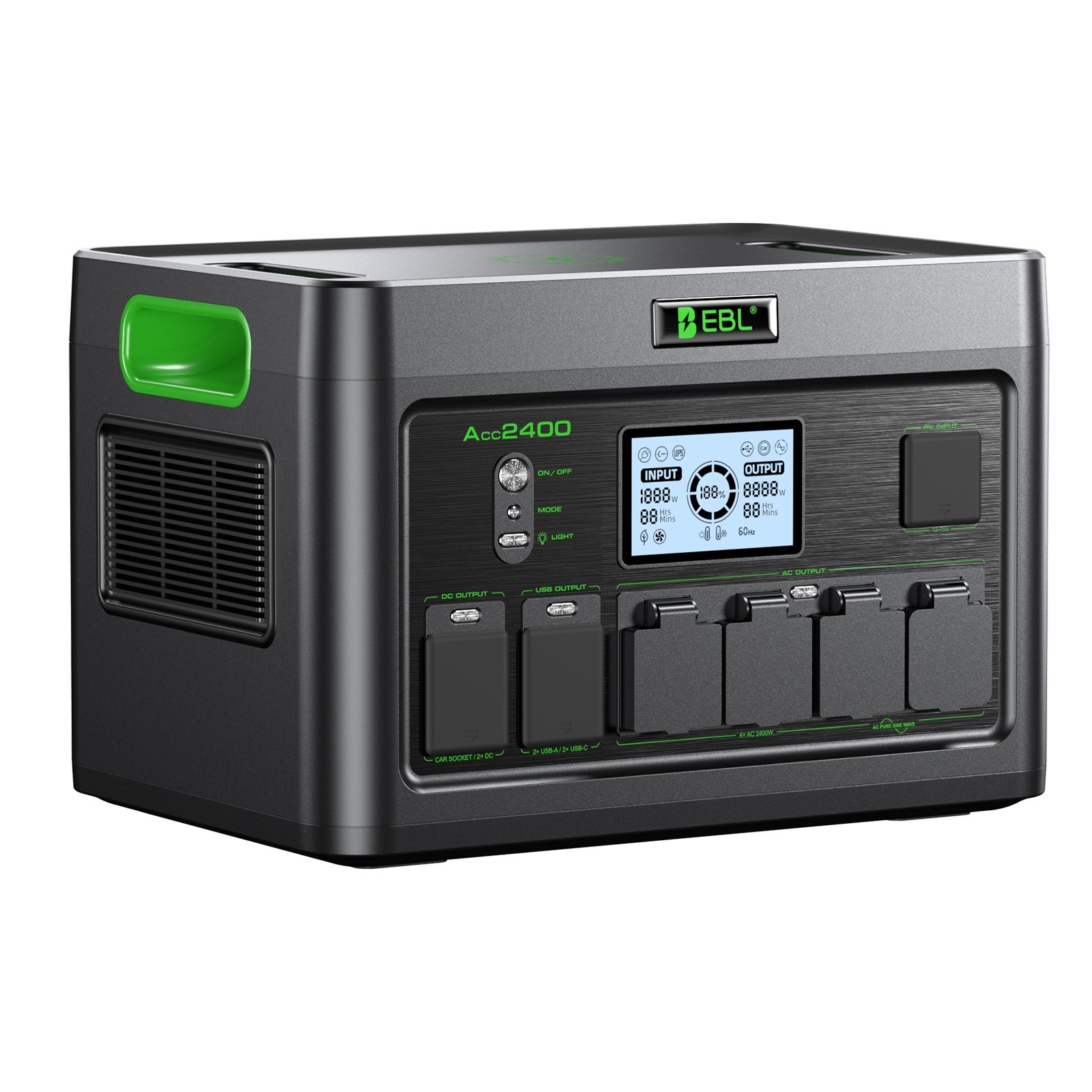 2400W Portable Power Station for Camping, Outdoor, with 200W Solar Panel