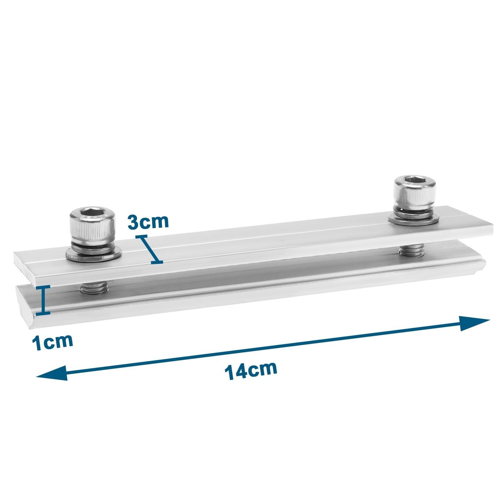 4Pcs Solar Panel Rail Connectors Kit – Aluminium Mounting Accessories, 14x3cm