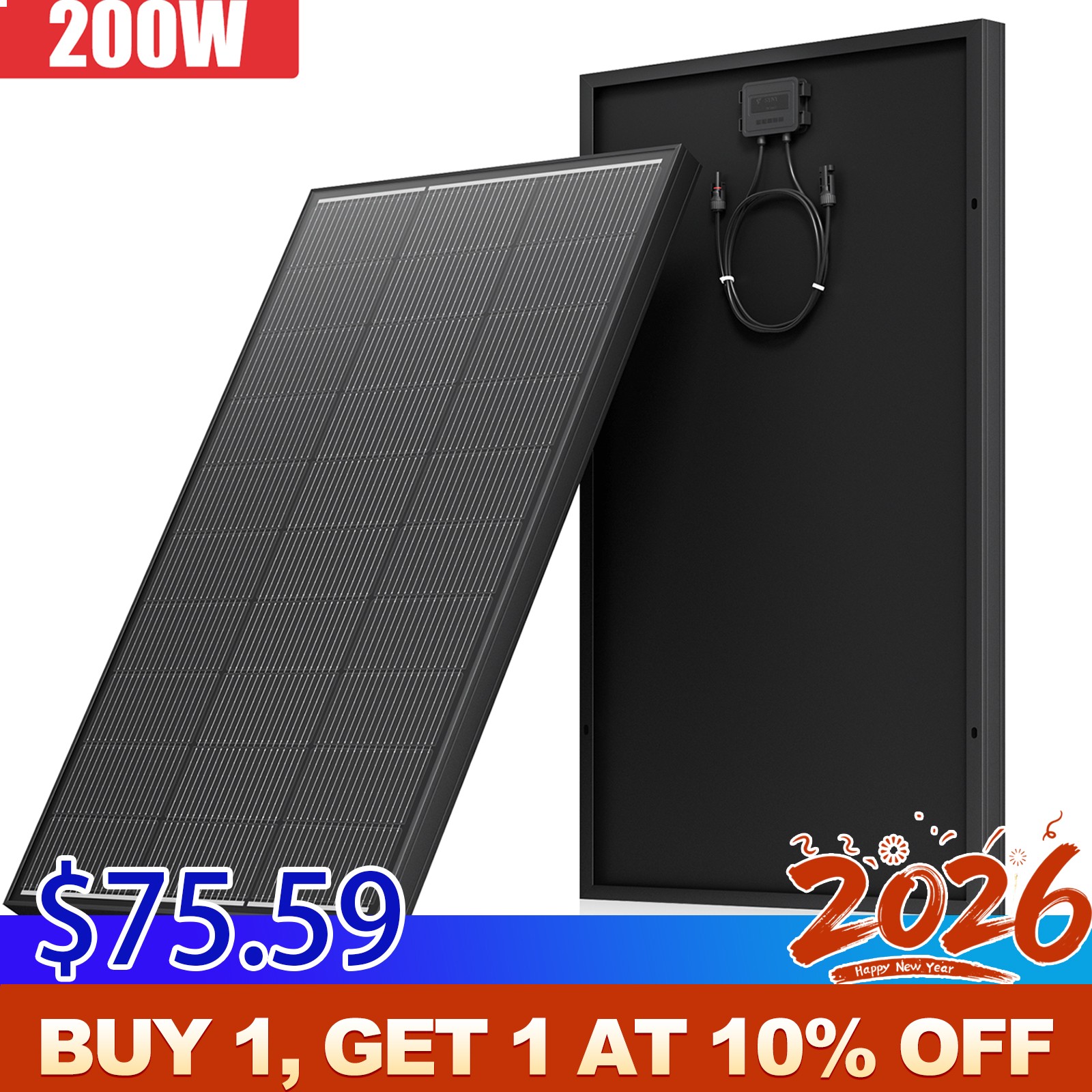 12V 200W Watt Mono Solar Panel Battery Charger Home PV Off Grid Boat Power RV