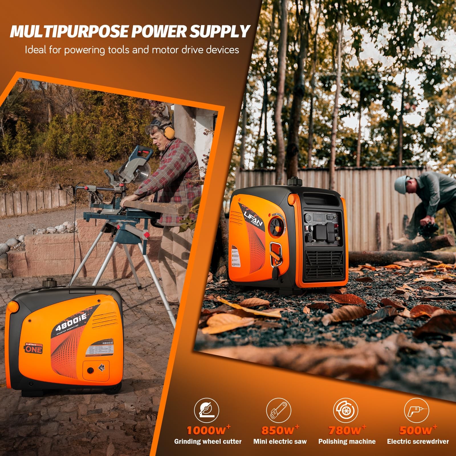 LIFAN 4800W Portable Inverter Generator with Remote Electric Start, Super Qui…