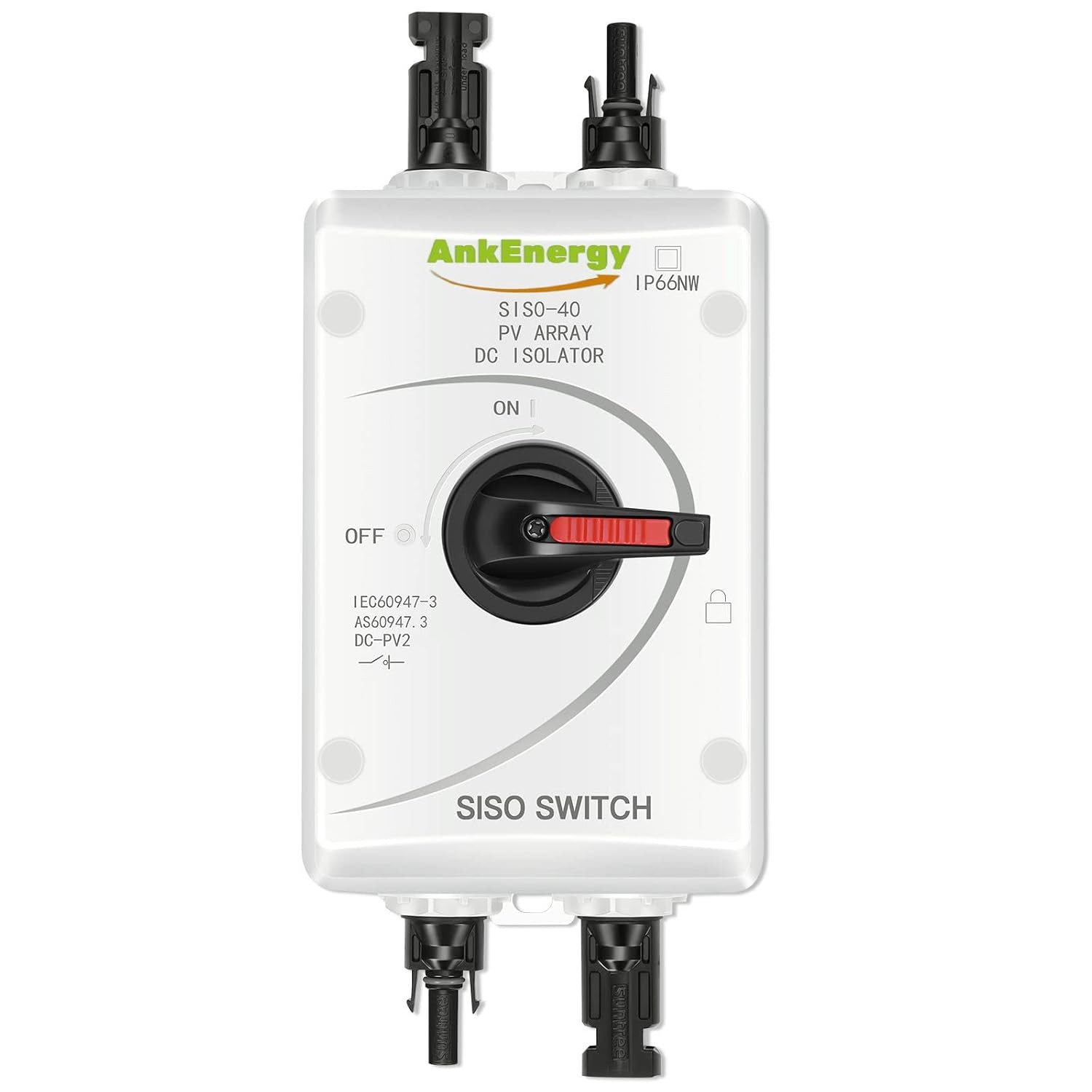 IP66 Solar Combiner Box， 32A PV DC Isolator Switch with Solar Connector for Sola