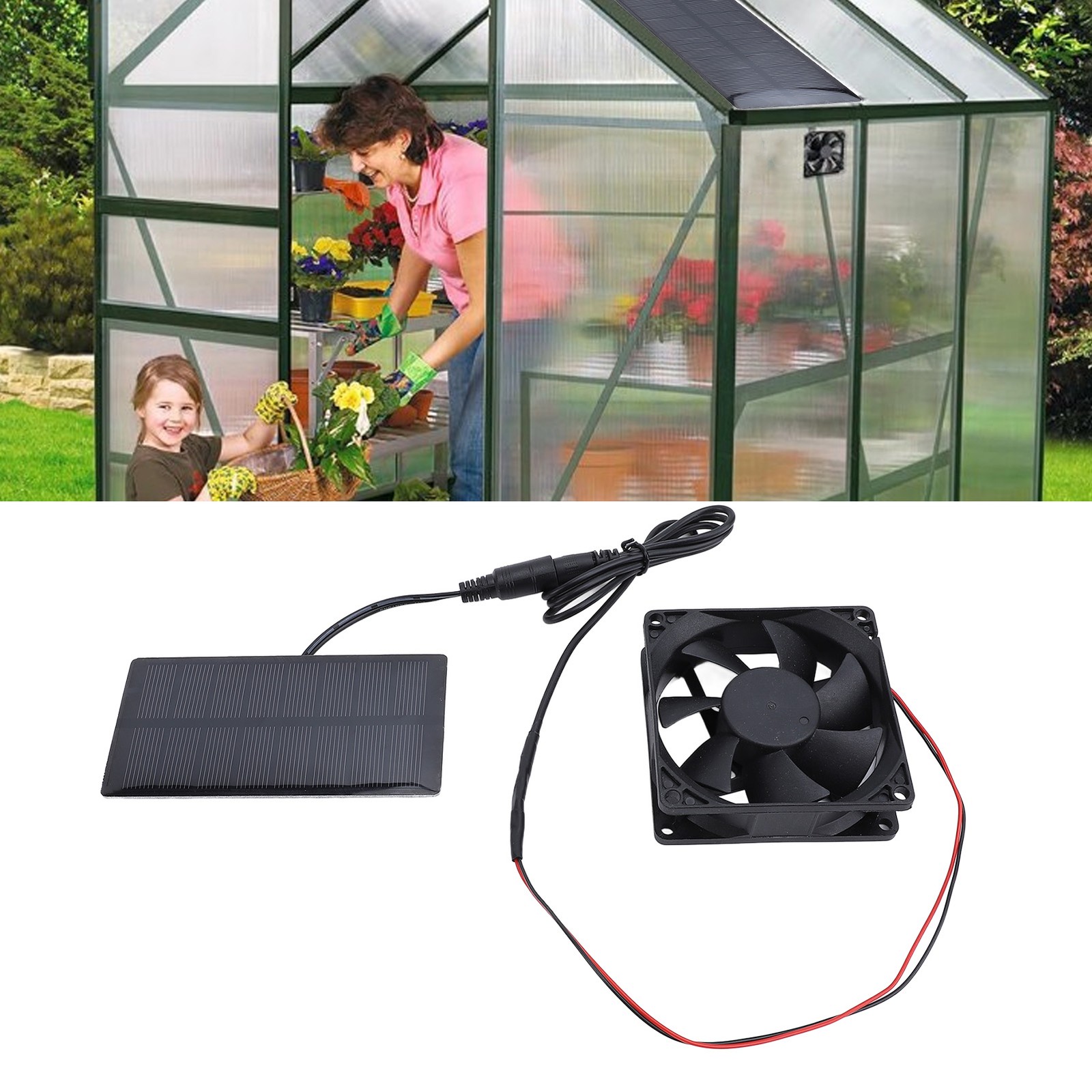0.8W 4V Solar Panel Fan Kit Efficient Cooling For Greenhouses Easy To Use