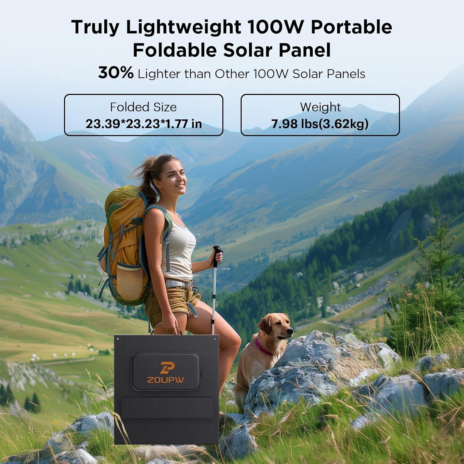 ZOUPW 100W Portable Solar Panel Foldable 25% Efficient Jackery