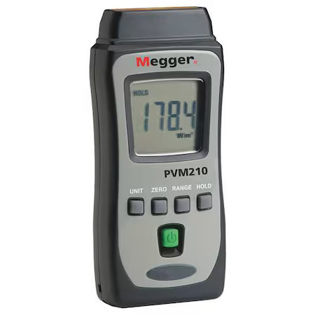 Megger Pvm210 Irradiance Meter, 1, 999 W/Sq M, No Compass