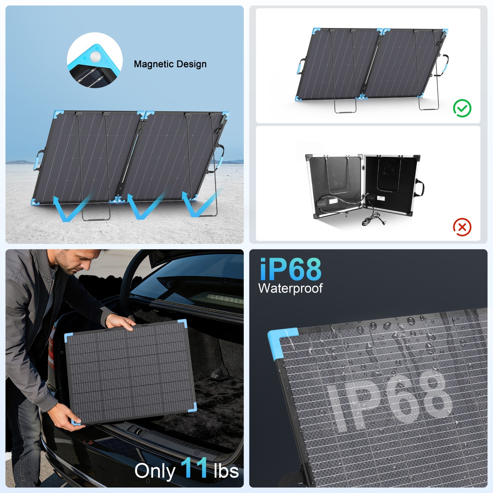 E-POWO 400W 220W 110W Bifacial Solar Panel for Power Stations Solar Generator RV