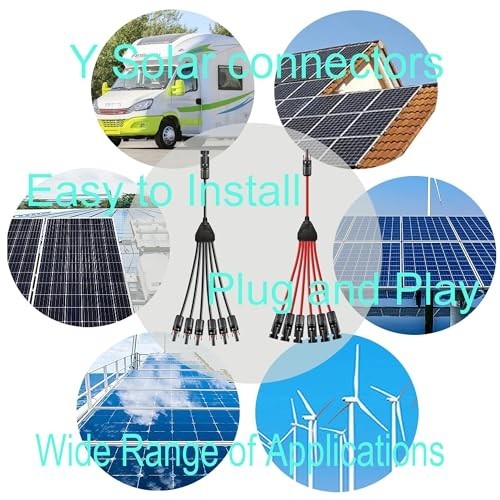 “1 to 6 Solar Y Branch Parallel Connector Cable, 10AWG 45A Waterproof IP68, 30CM