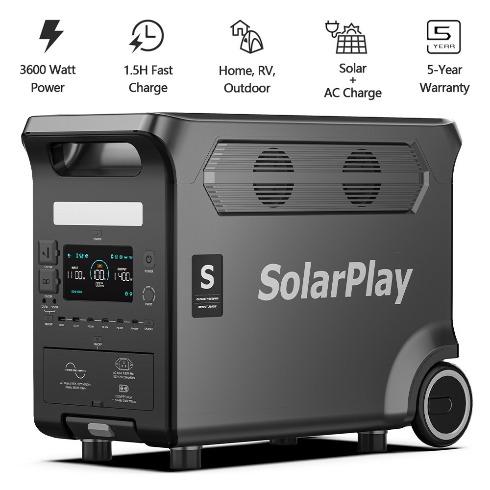 SolarPlay Q3600 Portable Power Station 3840Wh Generator for Outdoor, Camping, RV