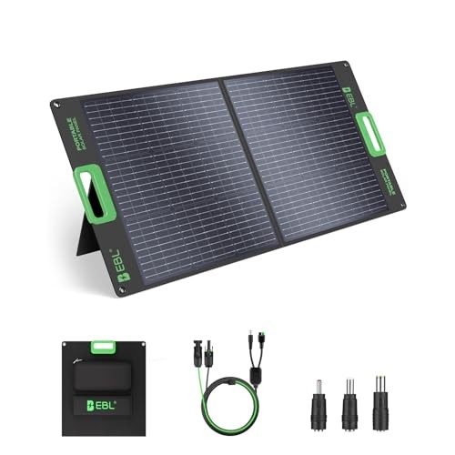 100W Portable Solar Panel for Power Station, 18V Foldable Solar Charger Black