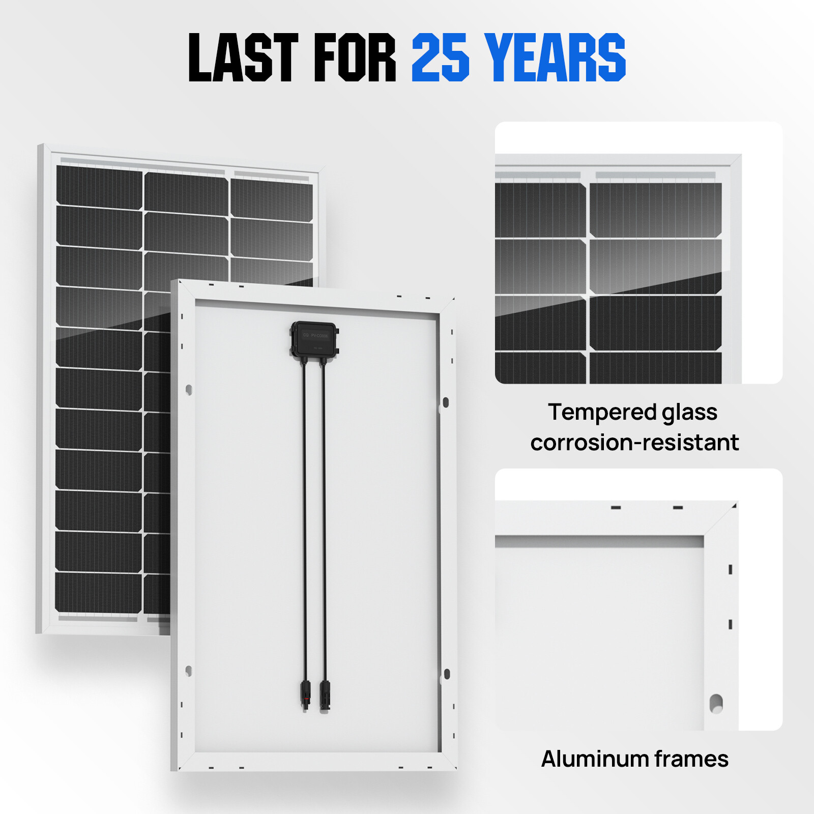 ECO-WORTHY 100W Watt 12V Monocrystalline Solar Panel 12BB Cell For Home RV