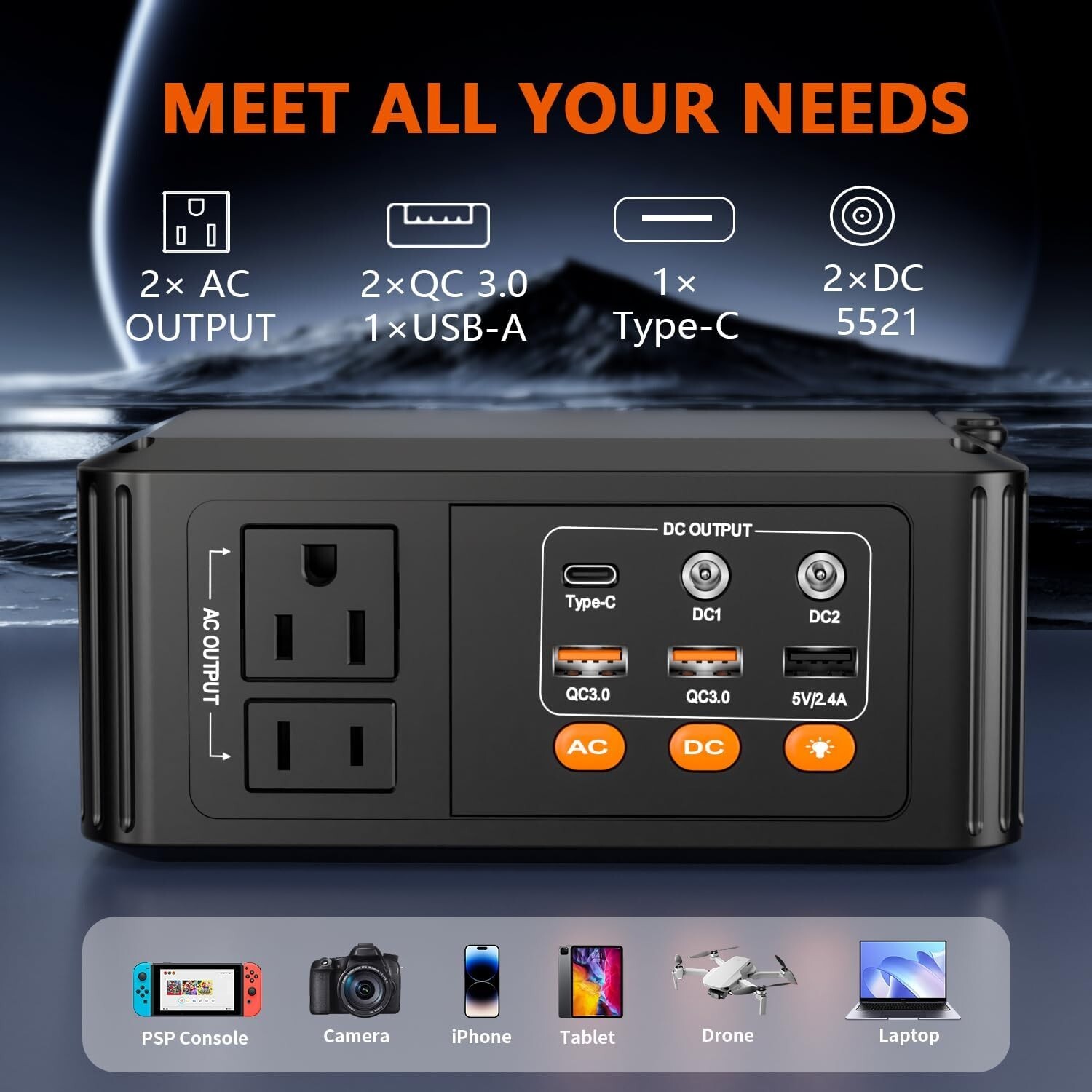 88Wh Portable Power Station – Ultimate Solar Generator for Camping & Emergencies