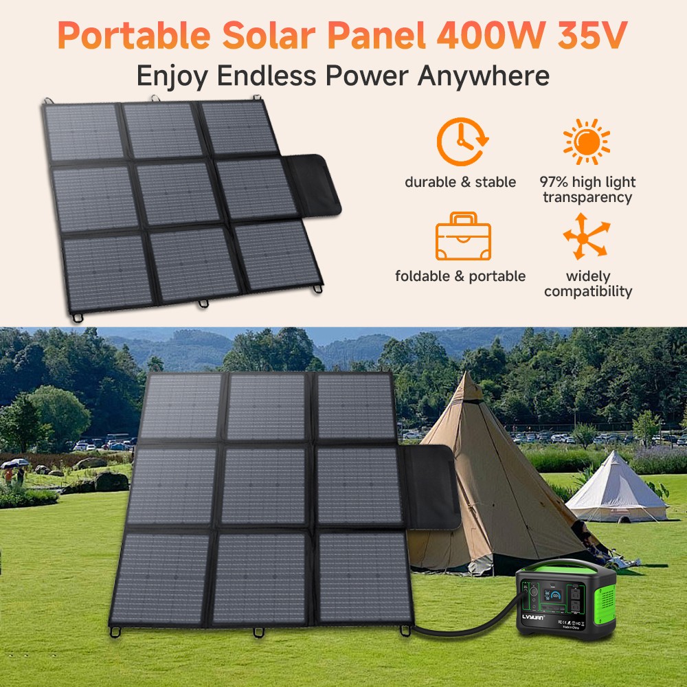 400W Foldable Portable Solar Panel kit for Power Station Charging Camping Mono