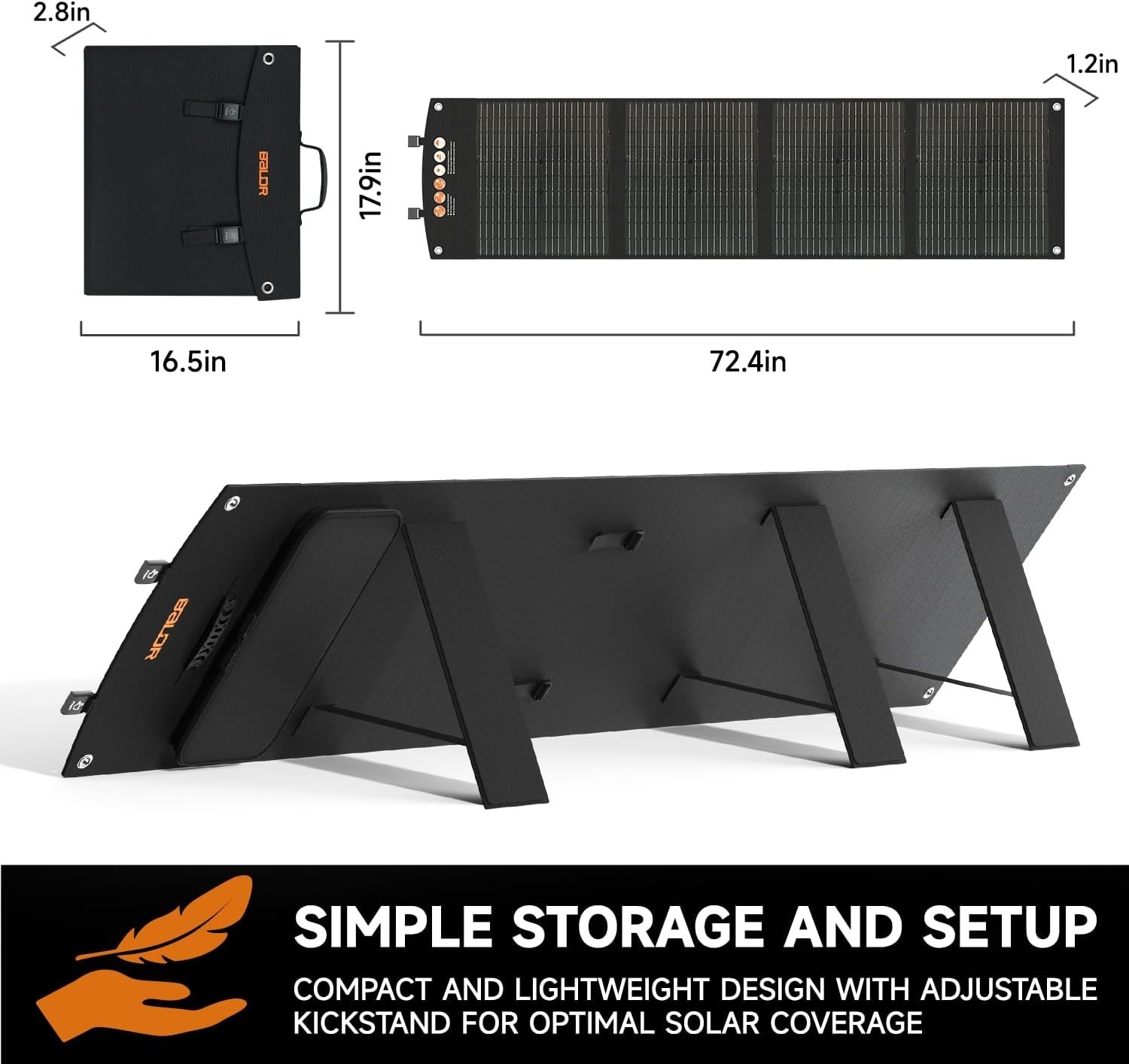 BALDR 120W Portable Solar Panel for Jackery/ECOFLOW/Flashfish/ROCKPALS Generator