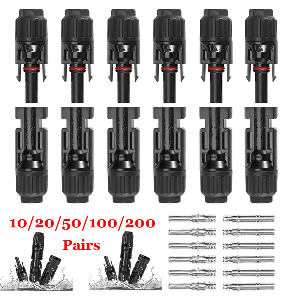 10/20/50/100/200 Pairs Solar Cable Connectors Male Female Waterproof Solar Panel