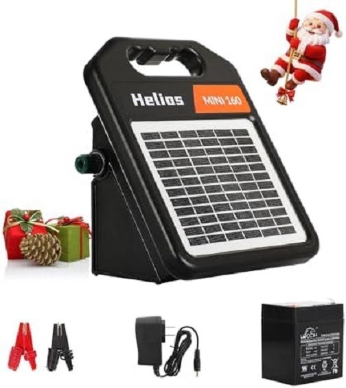 10 Miles Solar Electric Fence Charger with Day/Night Mode, 0.11J Portable Solar