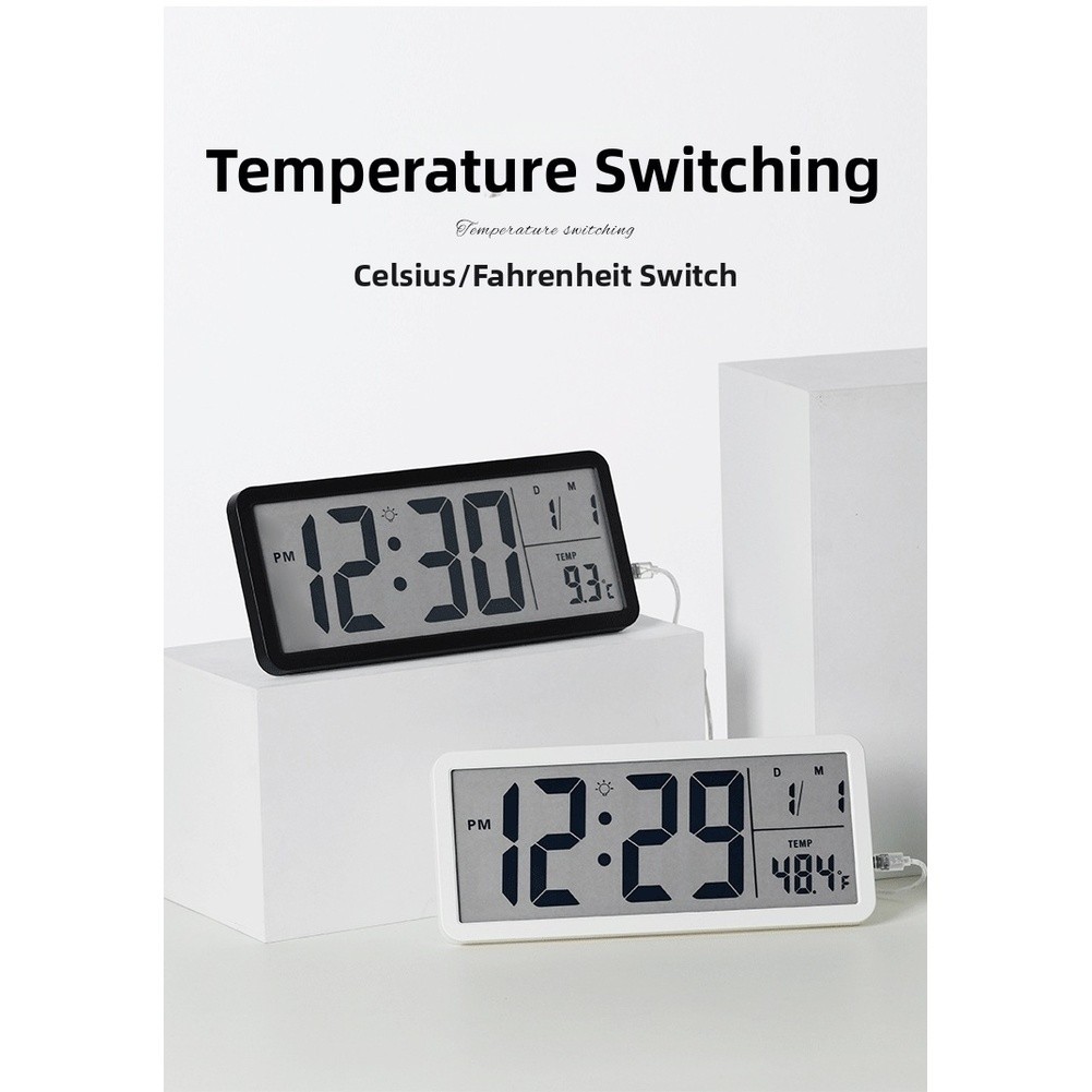 Indoor Climate Digital Wall Clock LCD Nordic Style Temperature Humidity Display