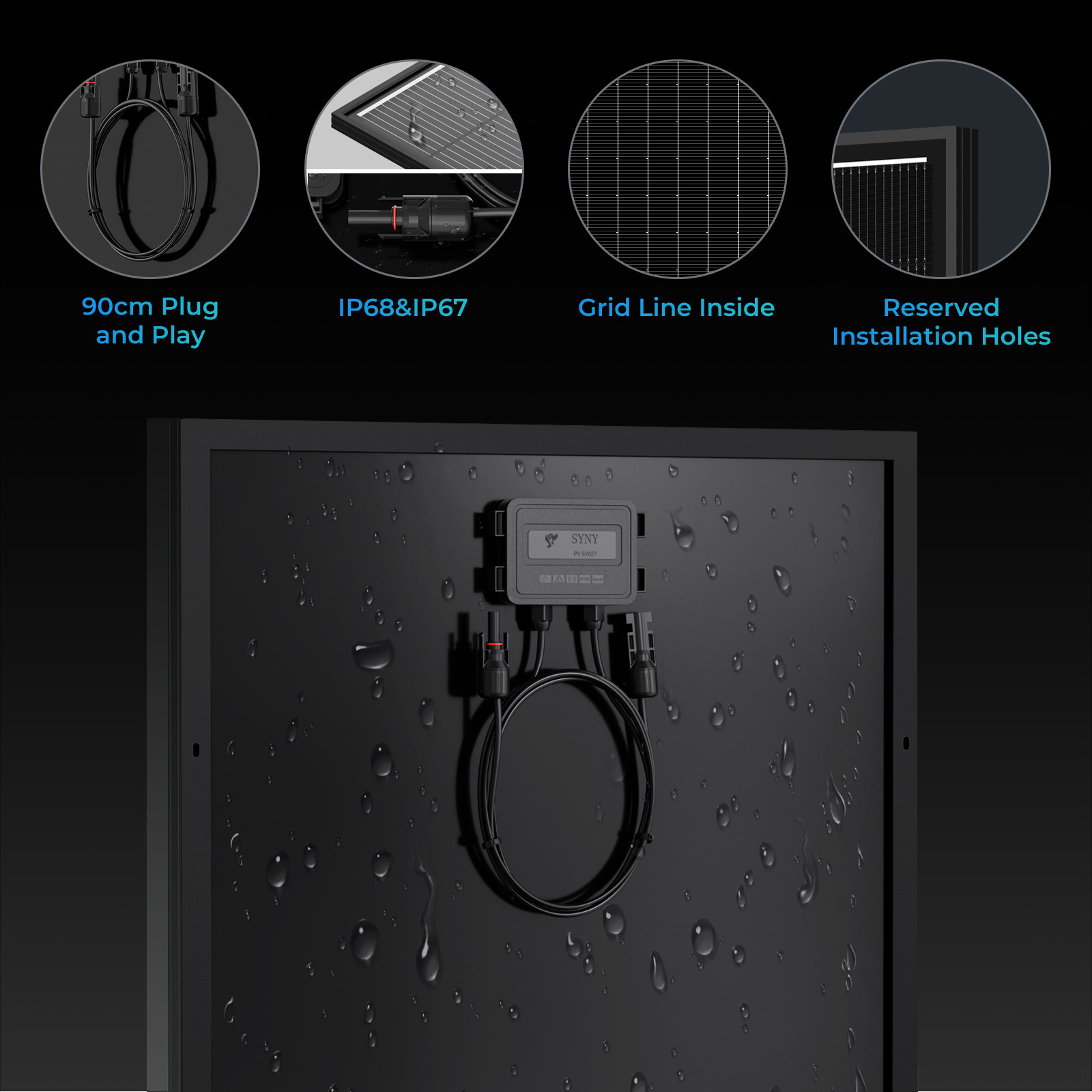 12V 170W 200W Watt Mono Solar Panel Black Battery Charging Home RV Off-Grid Boat