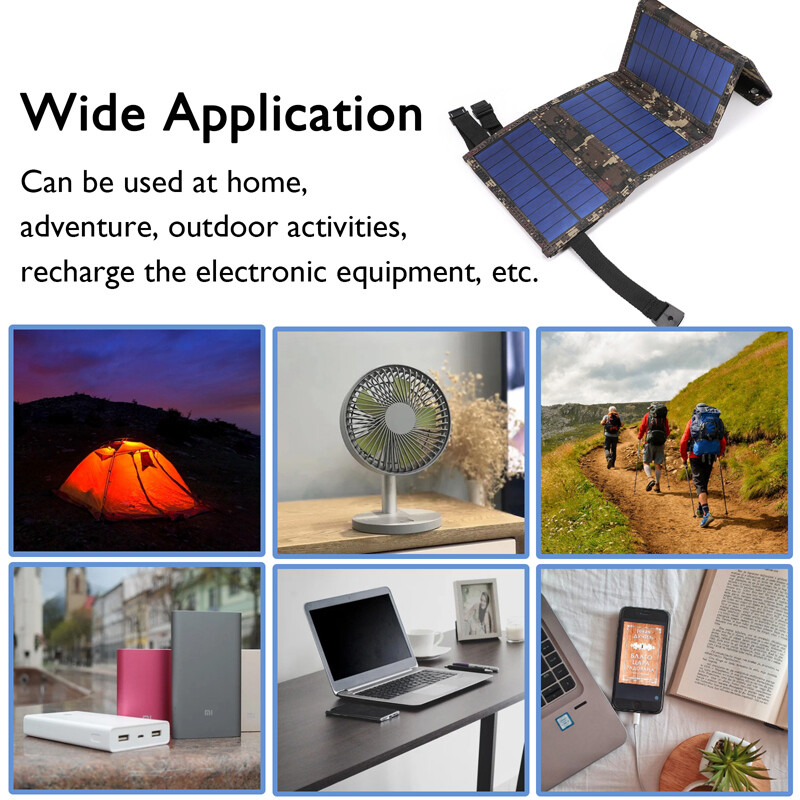 80W USB Solar Panel Folding Power Bank Outdoor Camping Hiking Phone Charger
