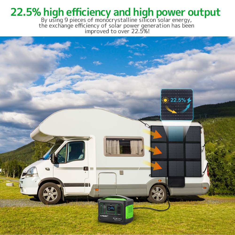 200W Foldable Monocrystalline Solar Panel 23% Efficiency Waterproof for Camping