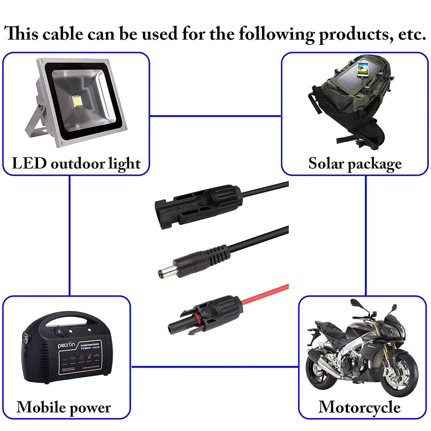 1.5m MC4 to DC Adapter Cable with Multiple Connector Tips for Solar Panels