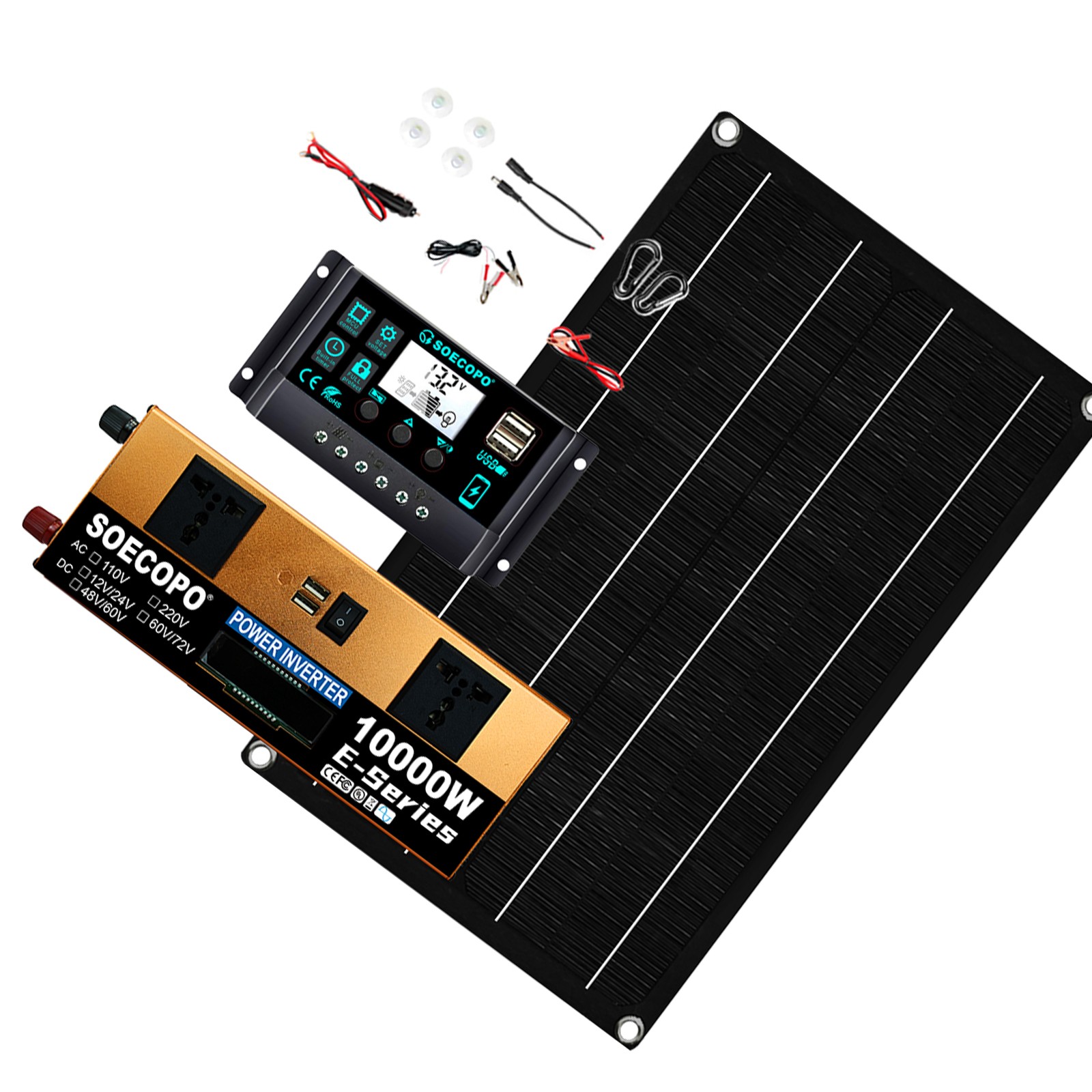 10000W Inverter 800WSolar Panel Solar Power Generator 100A Home 110V Grid System