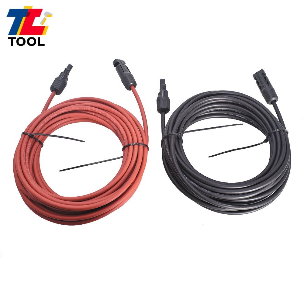 1 Pair 20ft 12AWG Black+Red Solar Panel Extension Cable Wire Connector