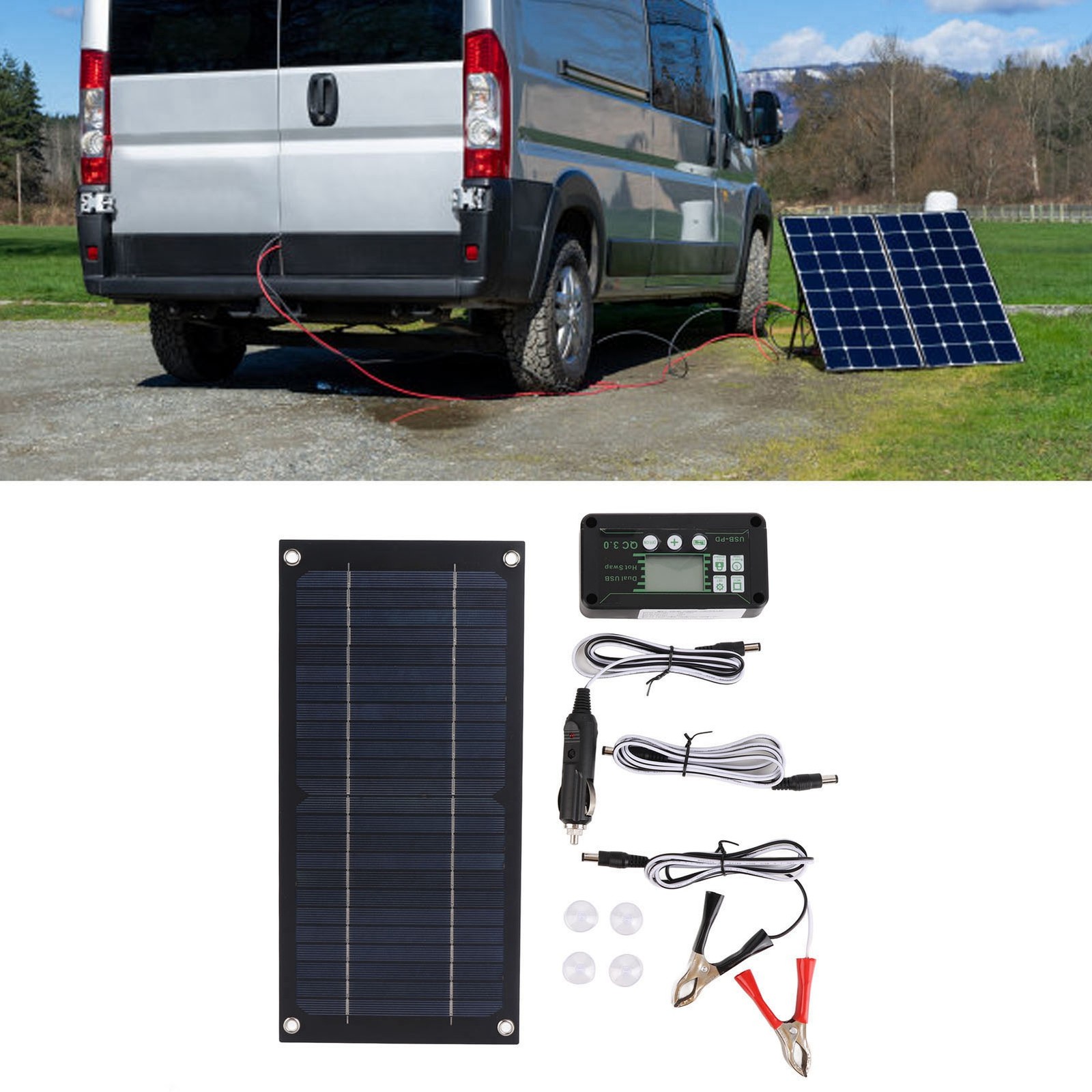 15W Solar Panel Kit 600W MPPT 100A Charge Controller Car RV Boat Battery Charger