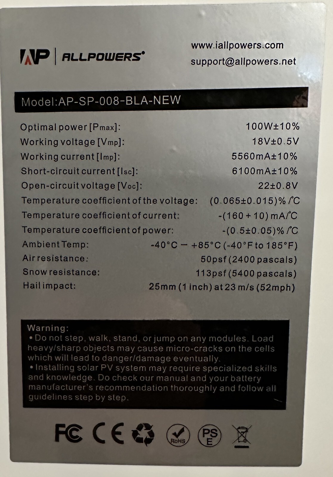 Allpowers 100W Flexible Solar Cell Panel with MC4 Output Connector – AP-SP-008