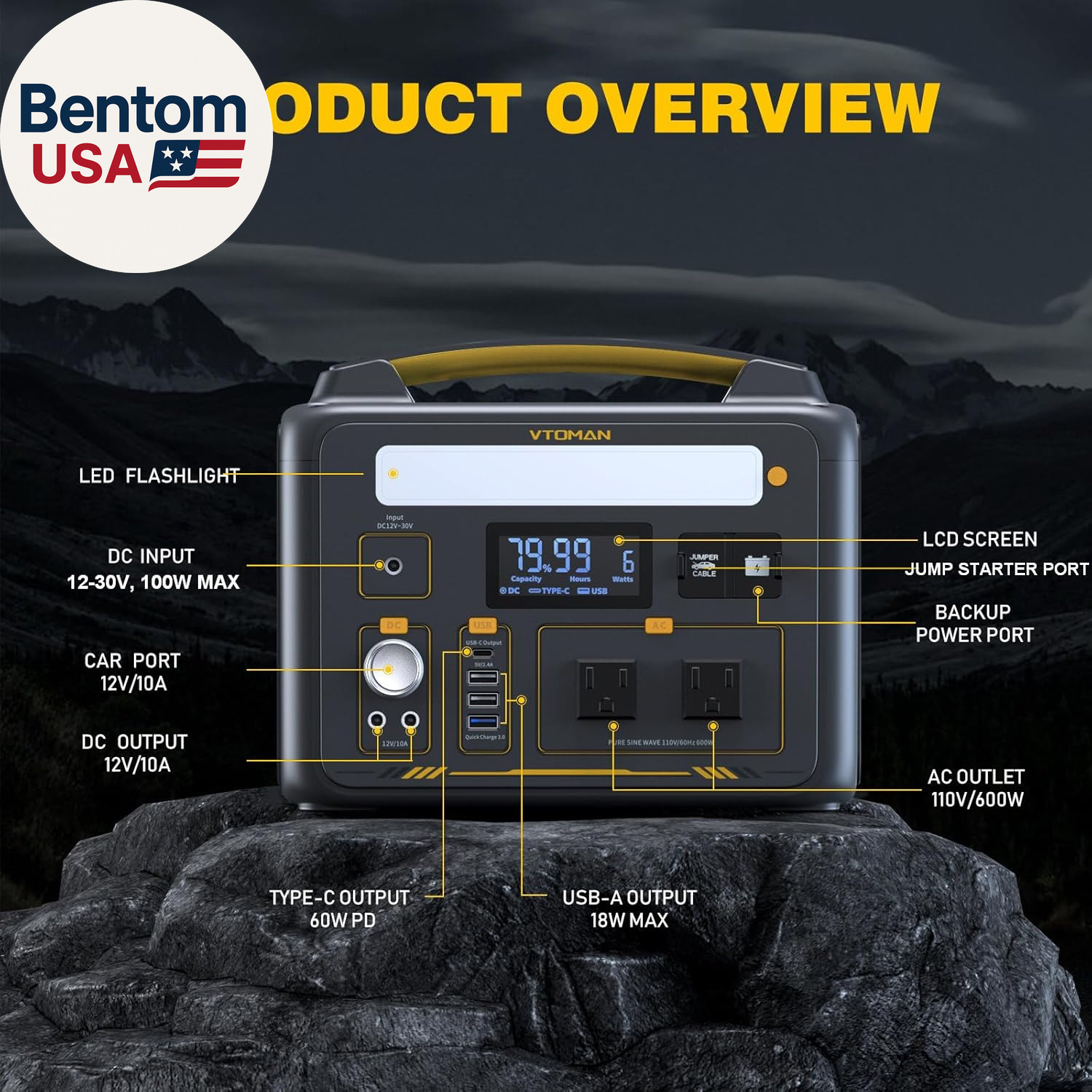 Jump 600X Portable Power Station 600W, 299Wh Solar Generator Lifepo4 Battery Pow