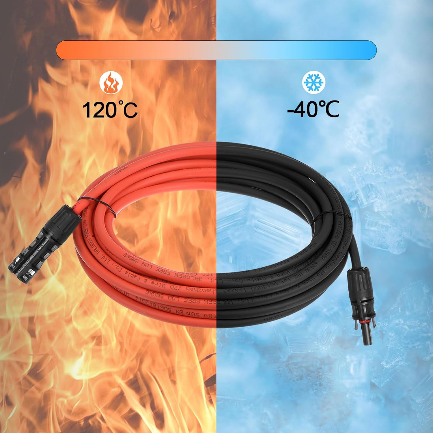 Solar Panel Wire 3Ft 8 AWG 10Mm2 Solar Cable Tinned Copper Wire with Female and