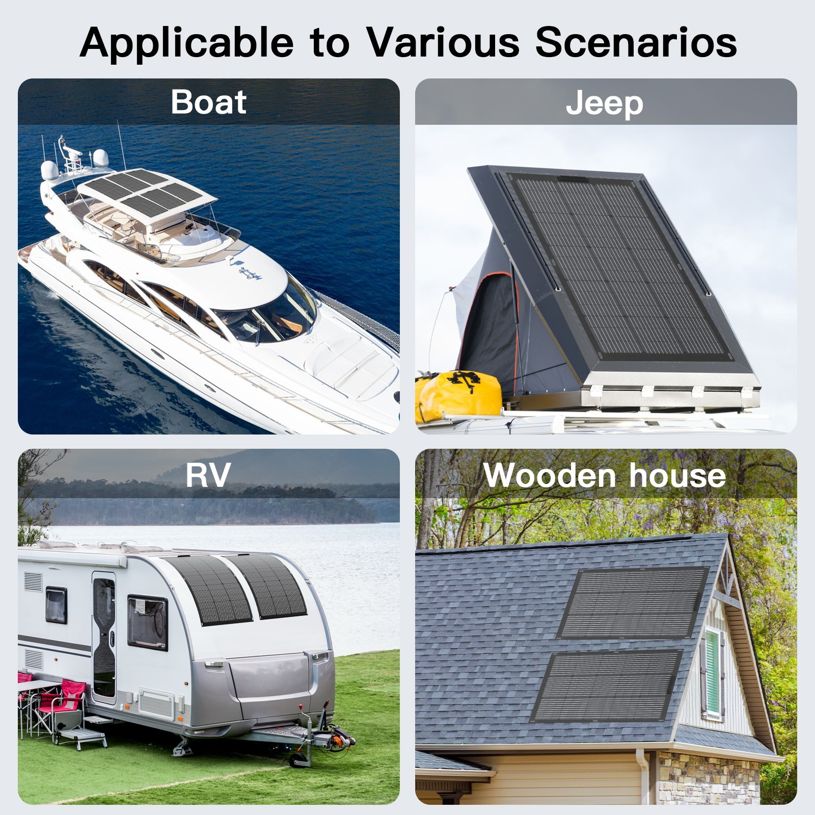 2X Solar Panel 100W Flexible Solar Panels For Camper Boat Balcony Power Station
