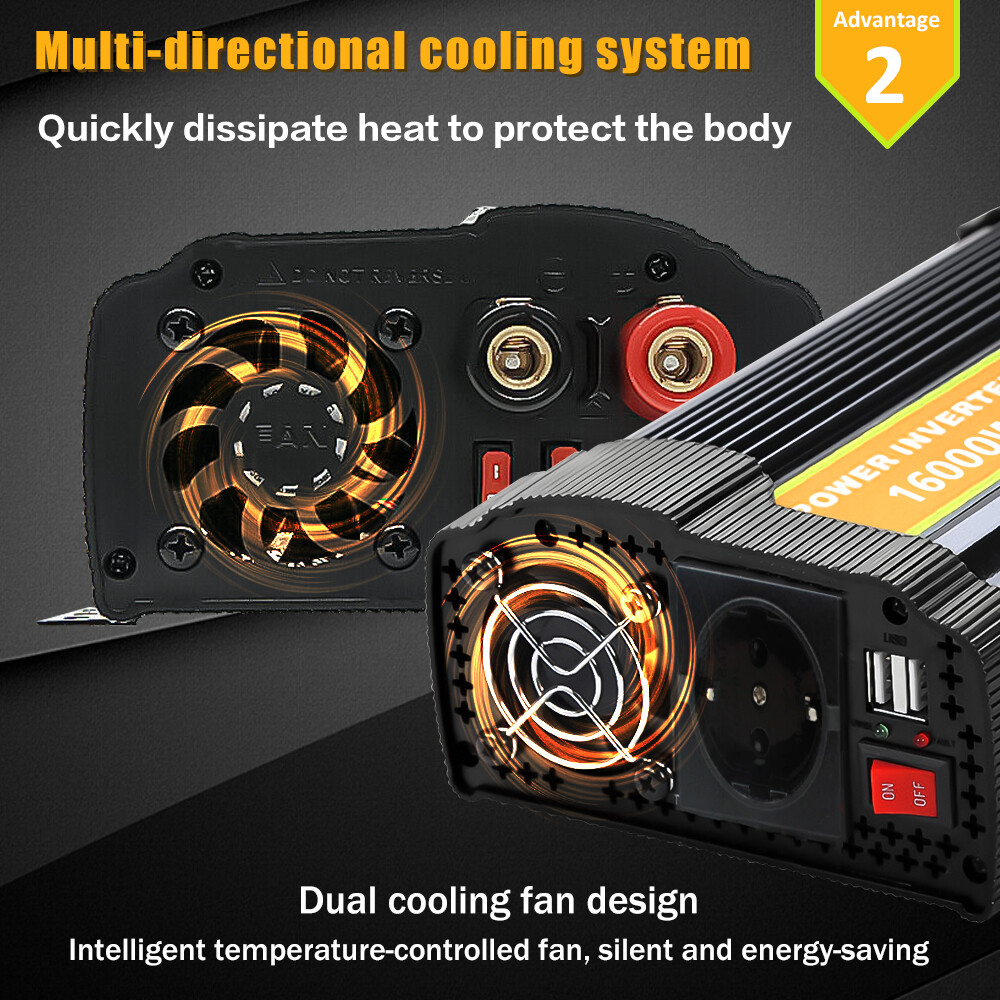 16000W Car Power Inverter DC12V to AC 110V 200W Solar Panel Kit 100A Controller