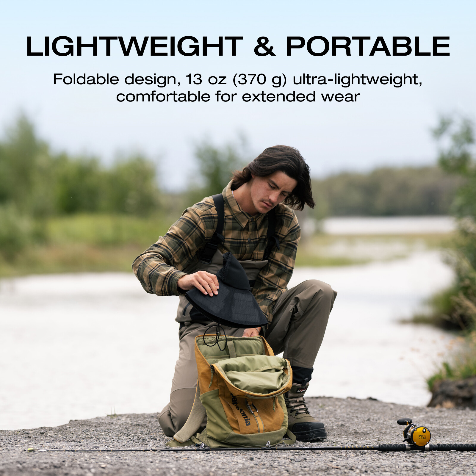EcoFlow Power Hat Solar Charging Bucket Fishing Hat Dual USB-A/C Ports 22.8 in