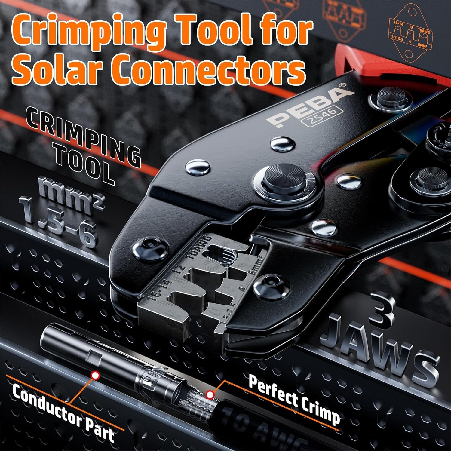 Kit Crimpadora Solar Conectores Llaves Panel Fotovoltaico Carraca 16 10 AWG