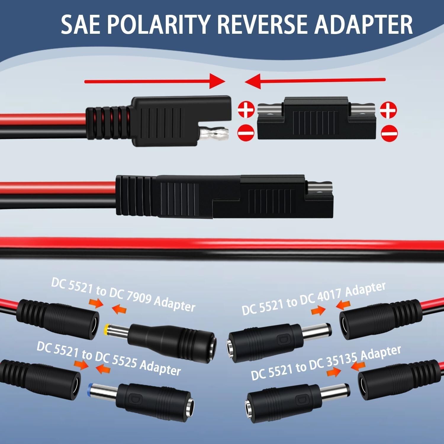(2 Pack) SAE to DC Adapter for Jackery Solar Panel, to DC5521 Connecto