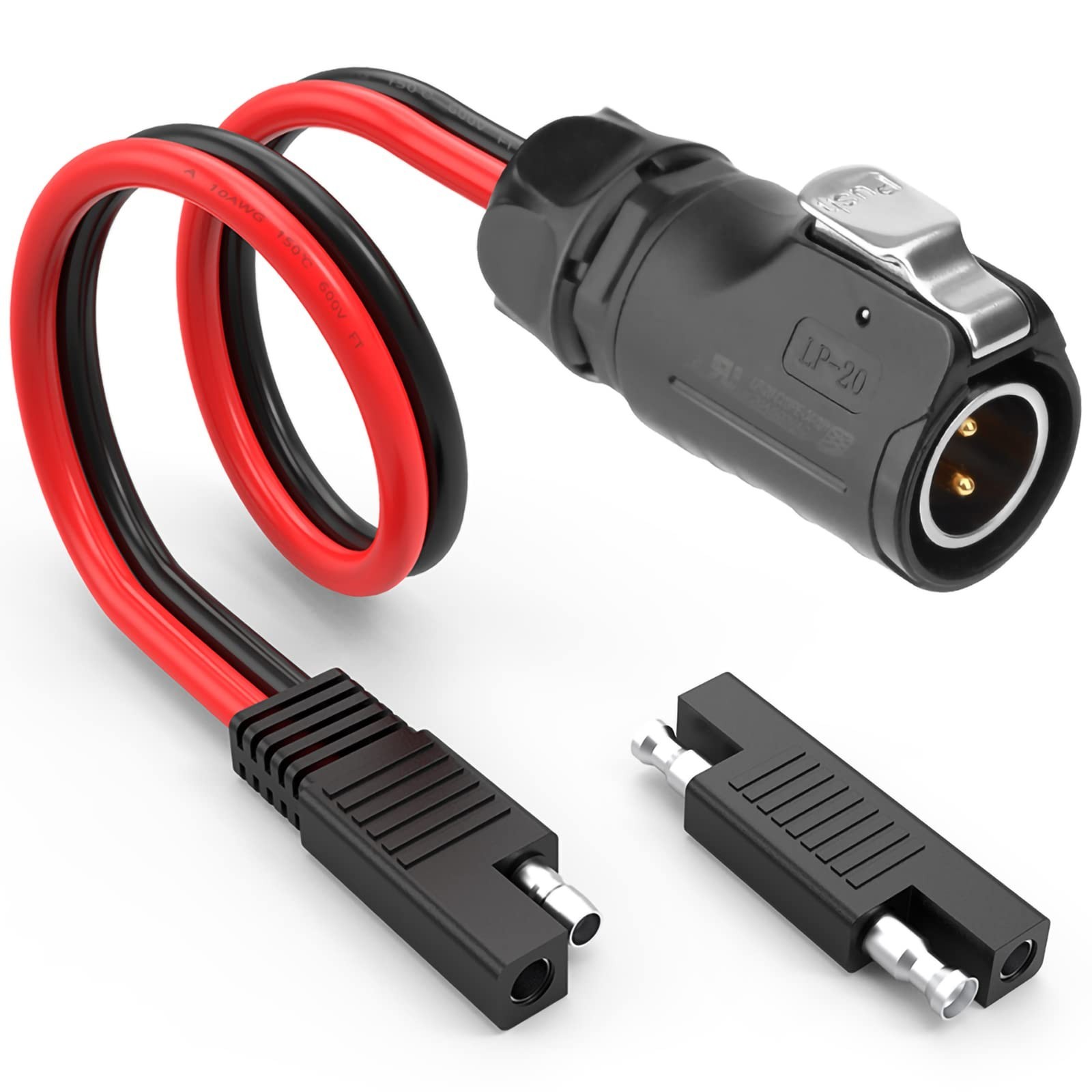 10AWG 2 Pin Power Connector Adapter Cable, SAE to Furrion Solar Plug, RV Use