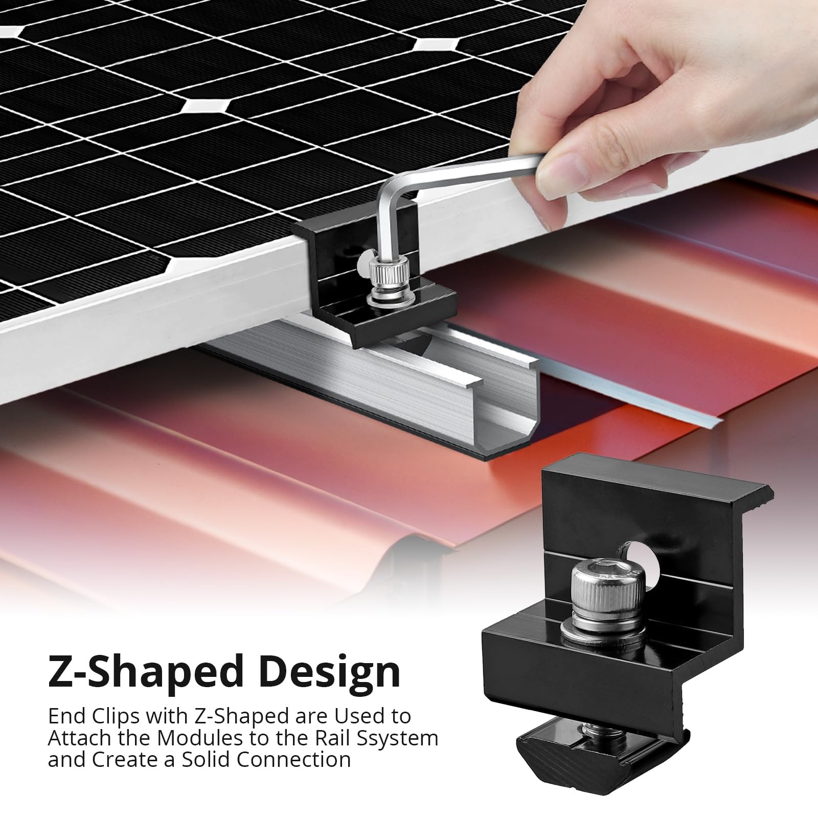 10 PCS Solar Panels Brackets 30mm/35mm, Aluminium 6 x T-Shaped Mid Clamps + 4…
