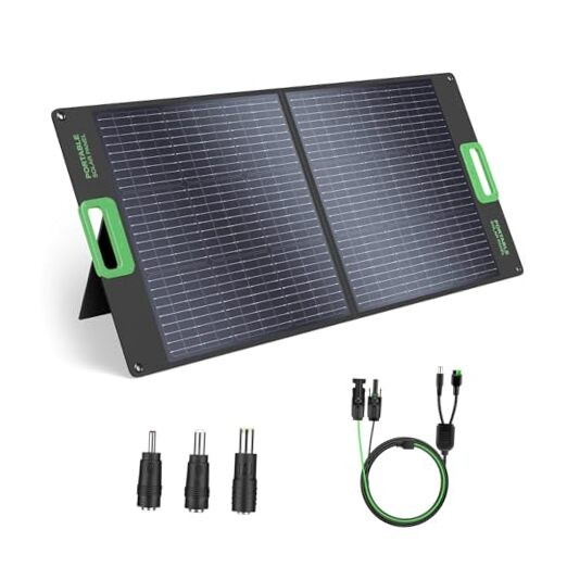 100W Portable Solar Panel for Power Station Generator, 20V Foldable Solar Black