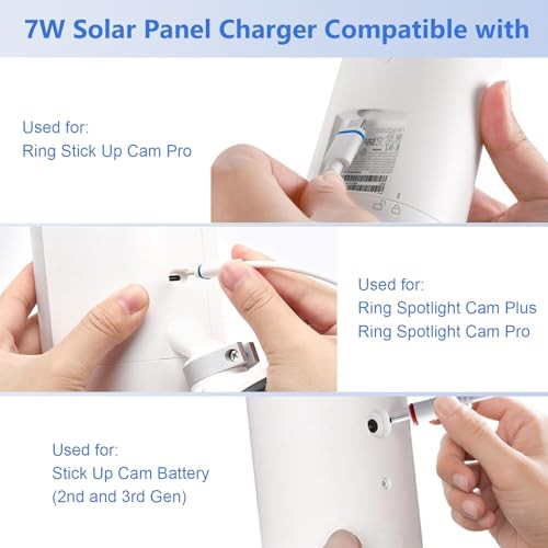 7W Solar Panel for Ring Camera, Solar Charger Compatible with Stick Up &