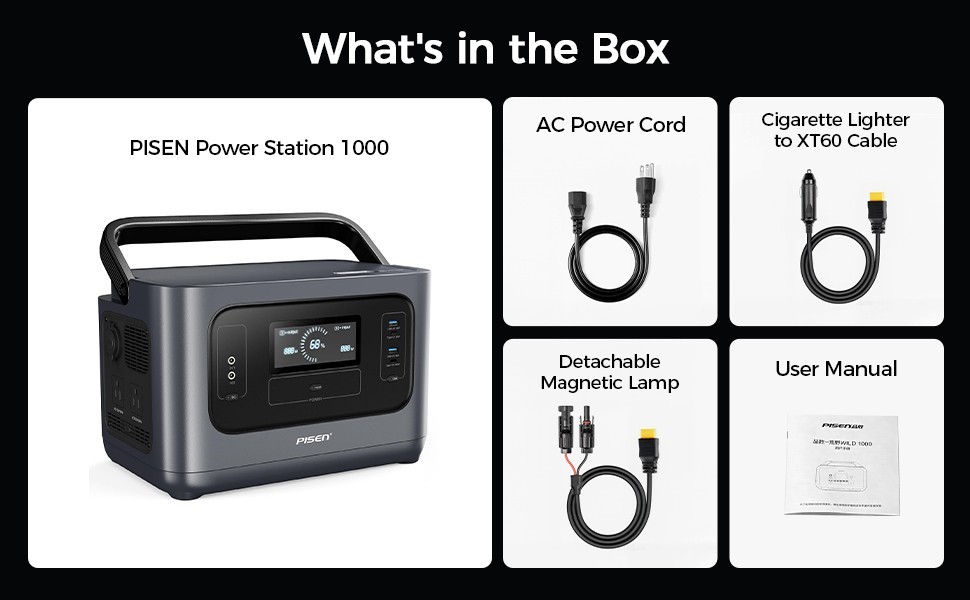 PISEN 1000W Portable Power Station 1008Wh LiFePO4 Battery Backup
