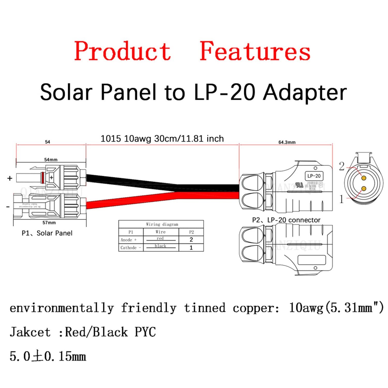 10AWG 2 Pin Power Industrial Circular Connector，for Furrion,Solar Panel Suitc…