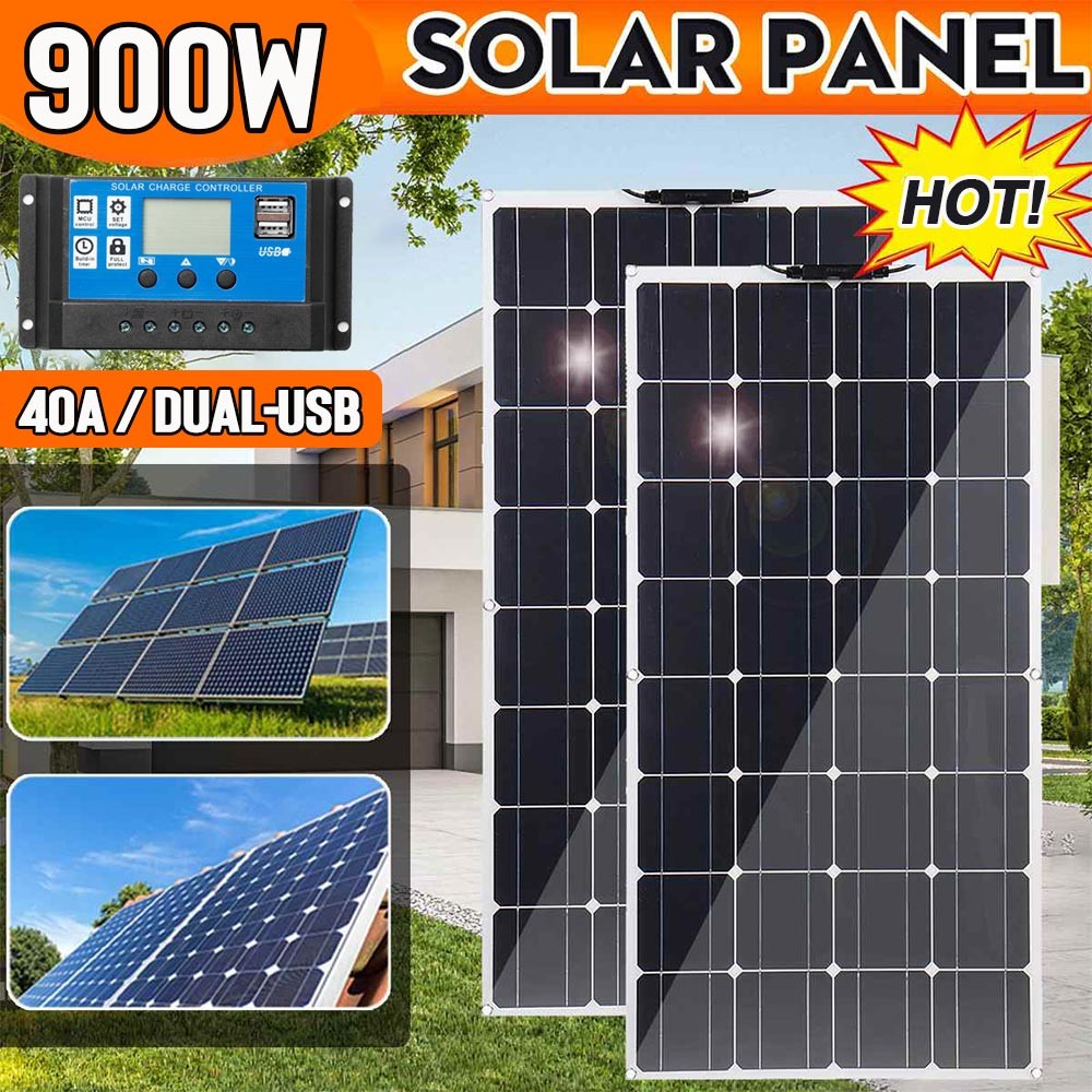 150-300W Flexible Solar Panel RV Rooftop Cabin Car Boat Home Camping Portable PV