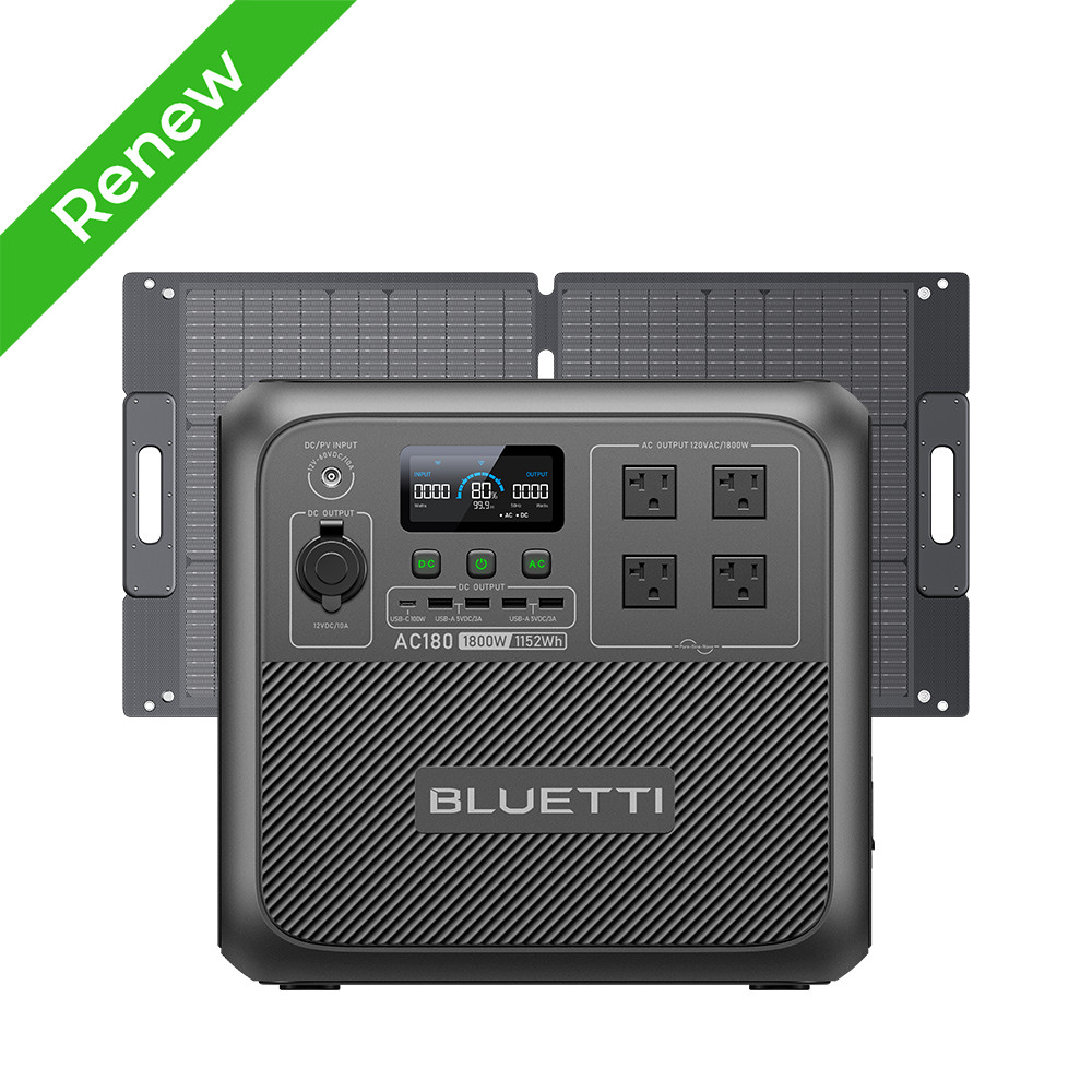 BLUETTI AC180 1152Wh Portable Power Station+Optional Solar Panel Off-Grid Use