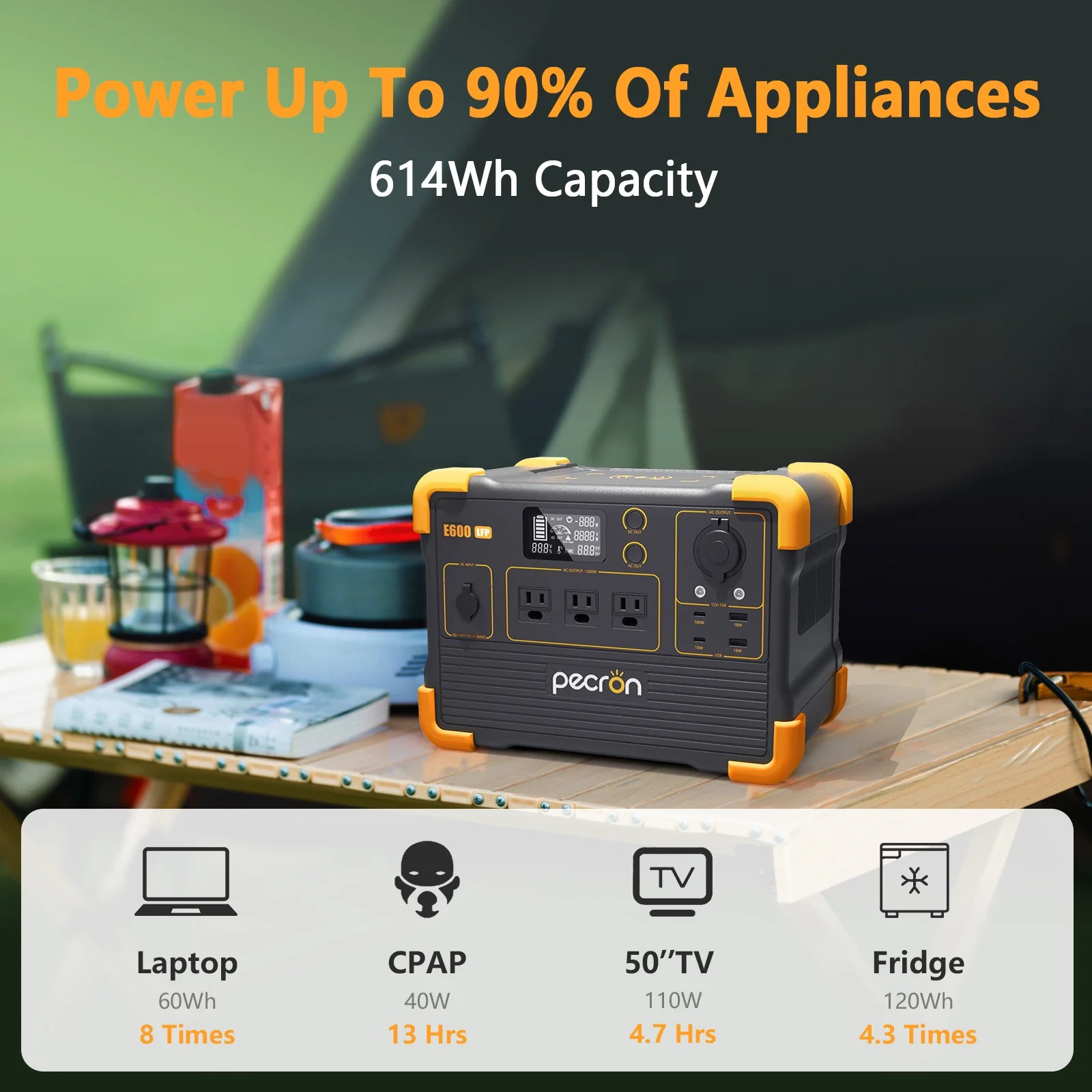 Refurbished Pecron Power Station E600LFP 614Wh 1200W Solar Generator Back-up