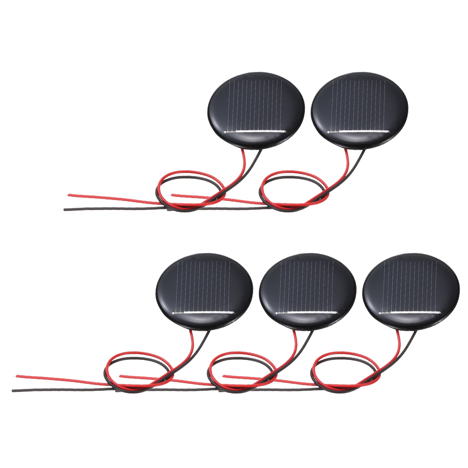 5Pcs 0.5V 0.07W 140mA Round Mini Solar Panels with Cable