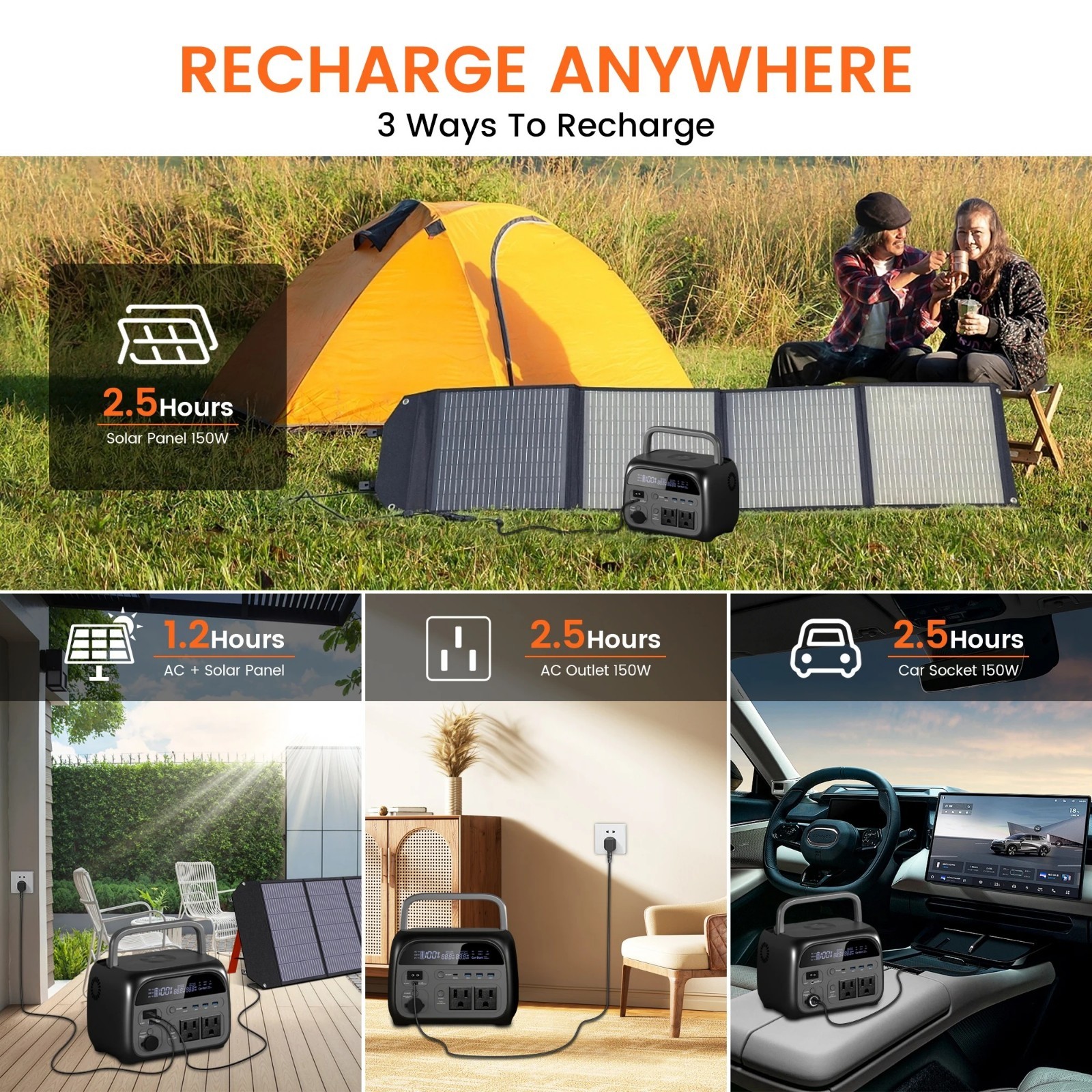 500W Portable Power Station – Solar Generator with LiFePO4 for Camping & Backup