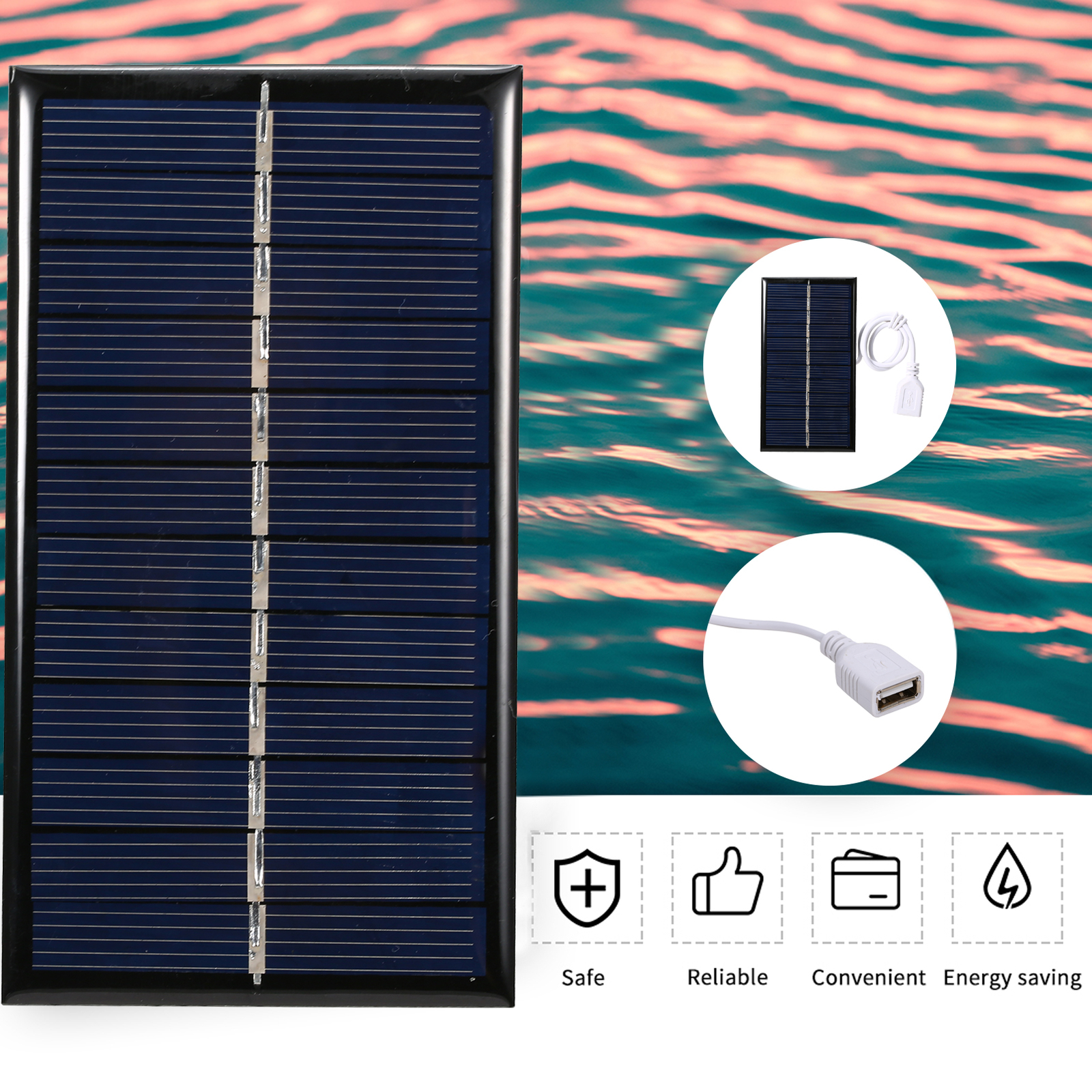 1W Small Solar Panel with USB DIY Polysilicon Silicon Solar Cell R8I6