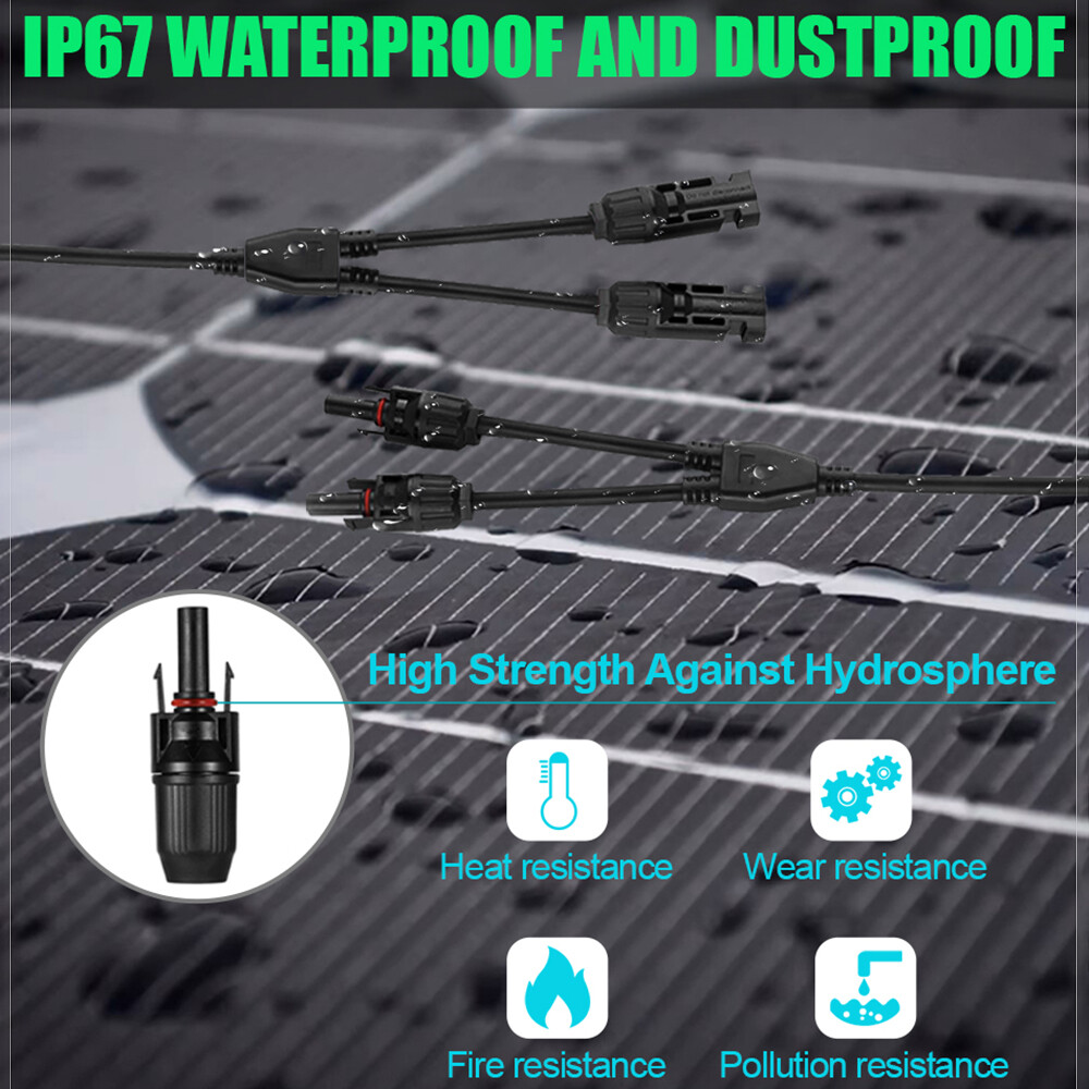 Solar Panel Y Branch Cable Connection Waterproof Adapter Connectors Extension